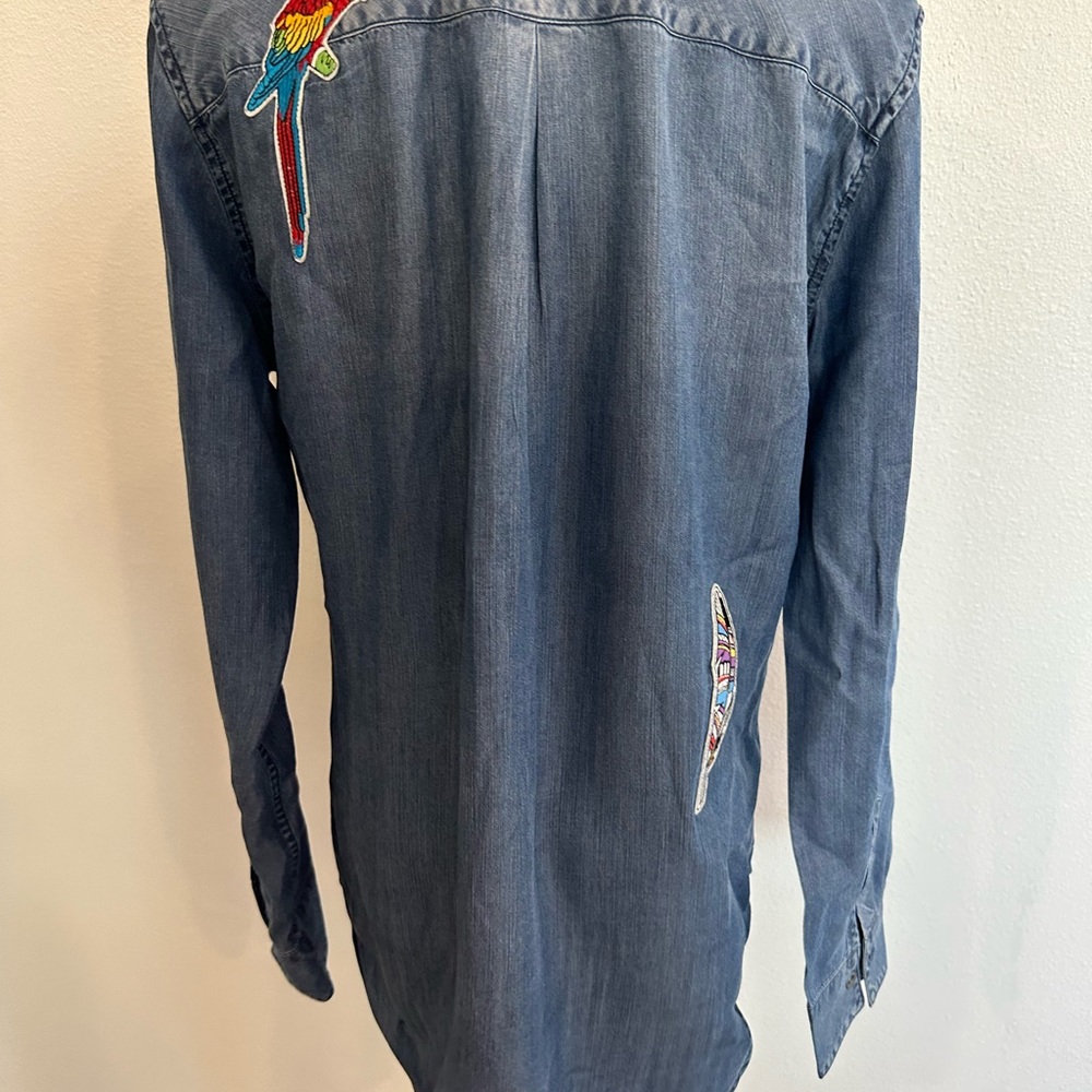 Rails denim button down shirt with patches